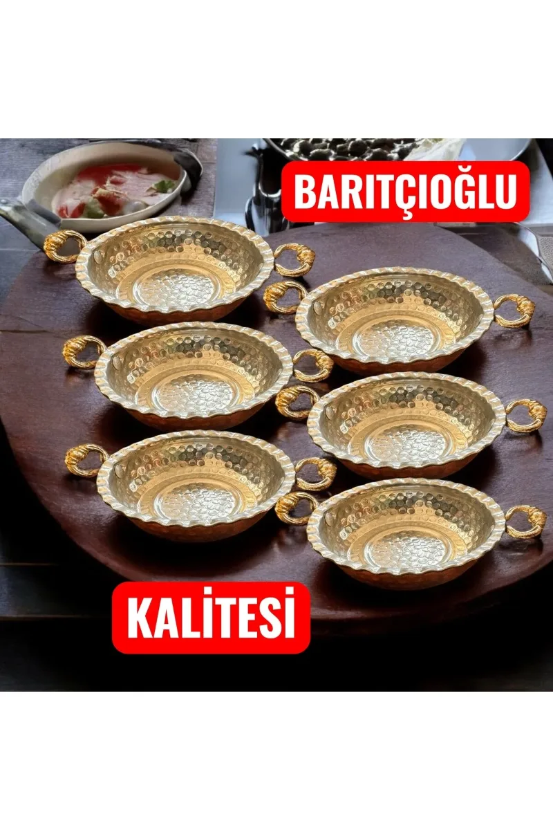 Bakır tava sunumluk kahvaltılık mezelik çerezlik 6’lı set