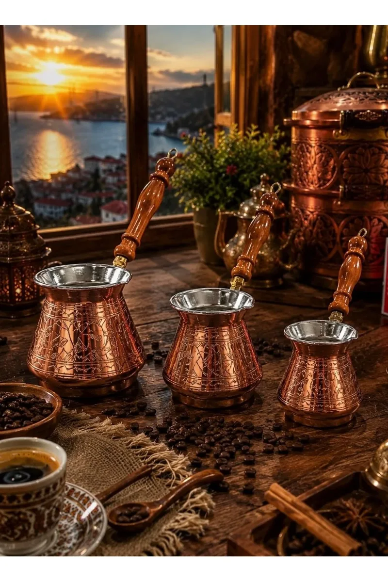 3 lü Bakır Cezve takımı