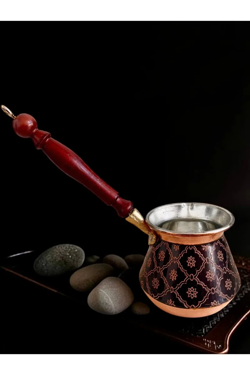 Bakır cevze kalın işlemeli 8 kahvelik