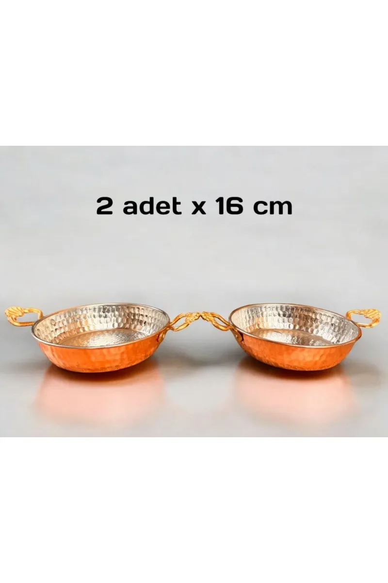 2 adet Yumurta Menemen Bakır tava Çekiç dövme 16 cm