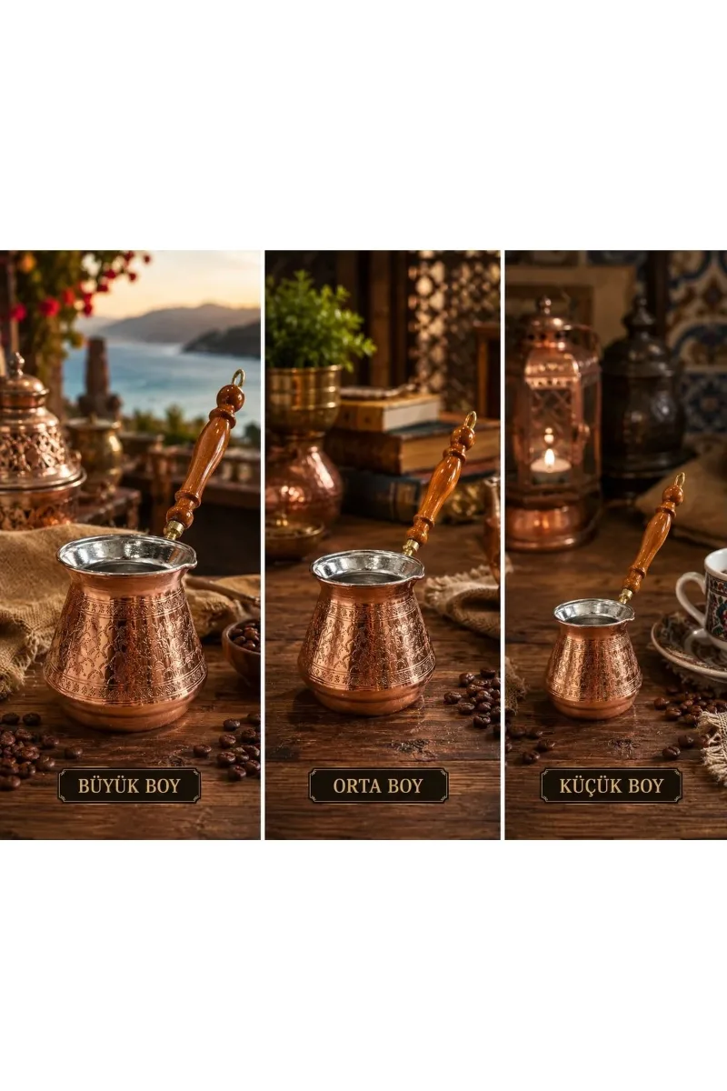 3 lü Bakır Cezve takımı