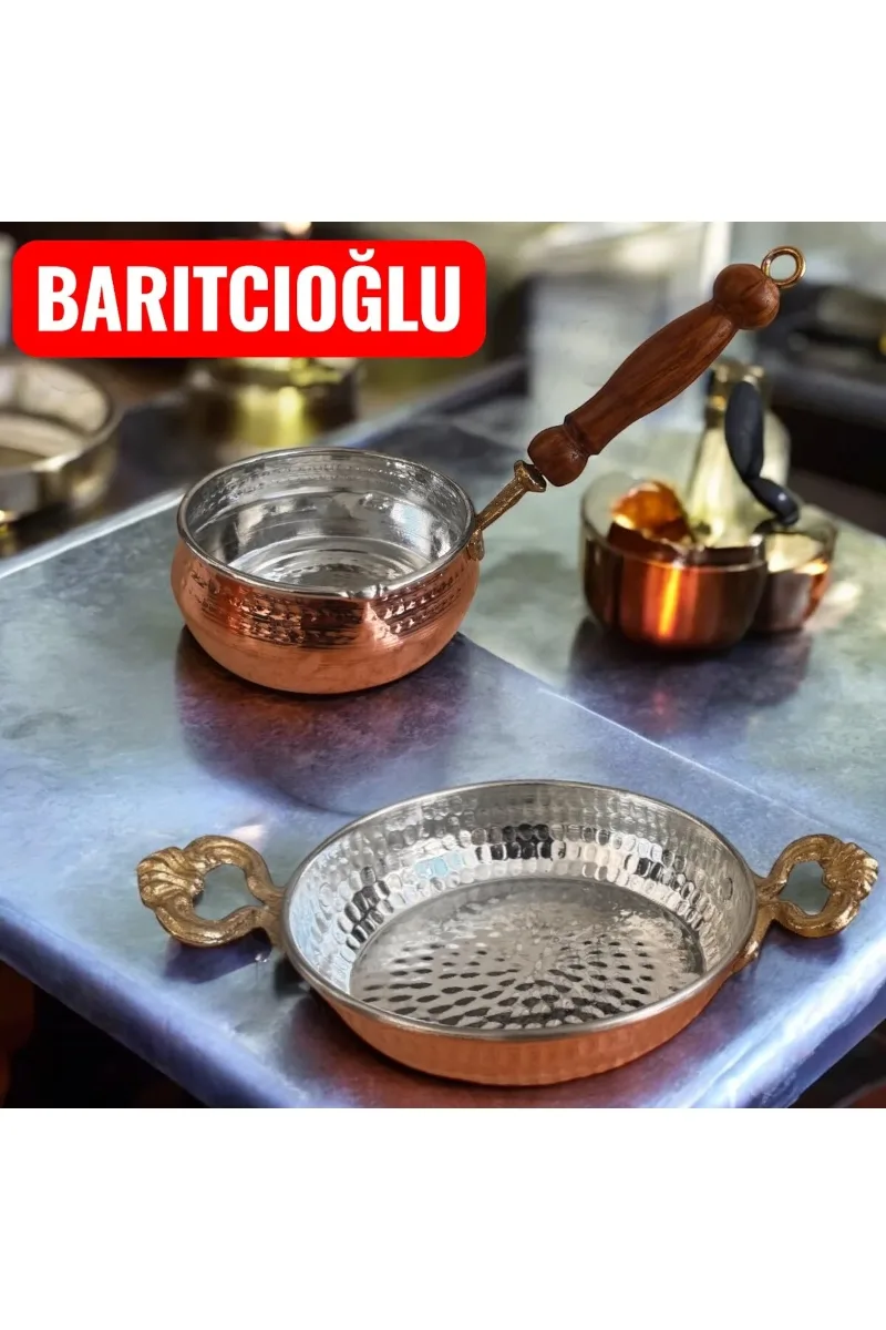 Kalın Bakır sahan tava 16 cm sosluk 2 li set