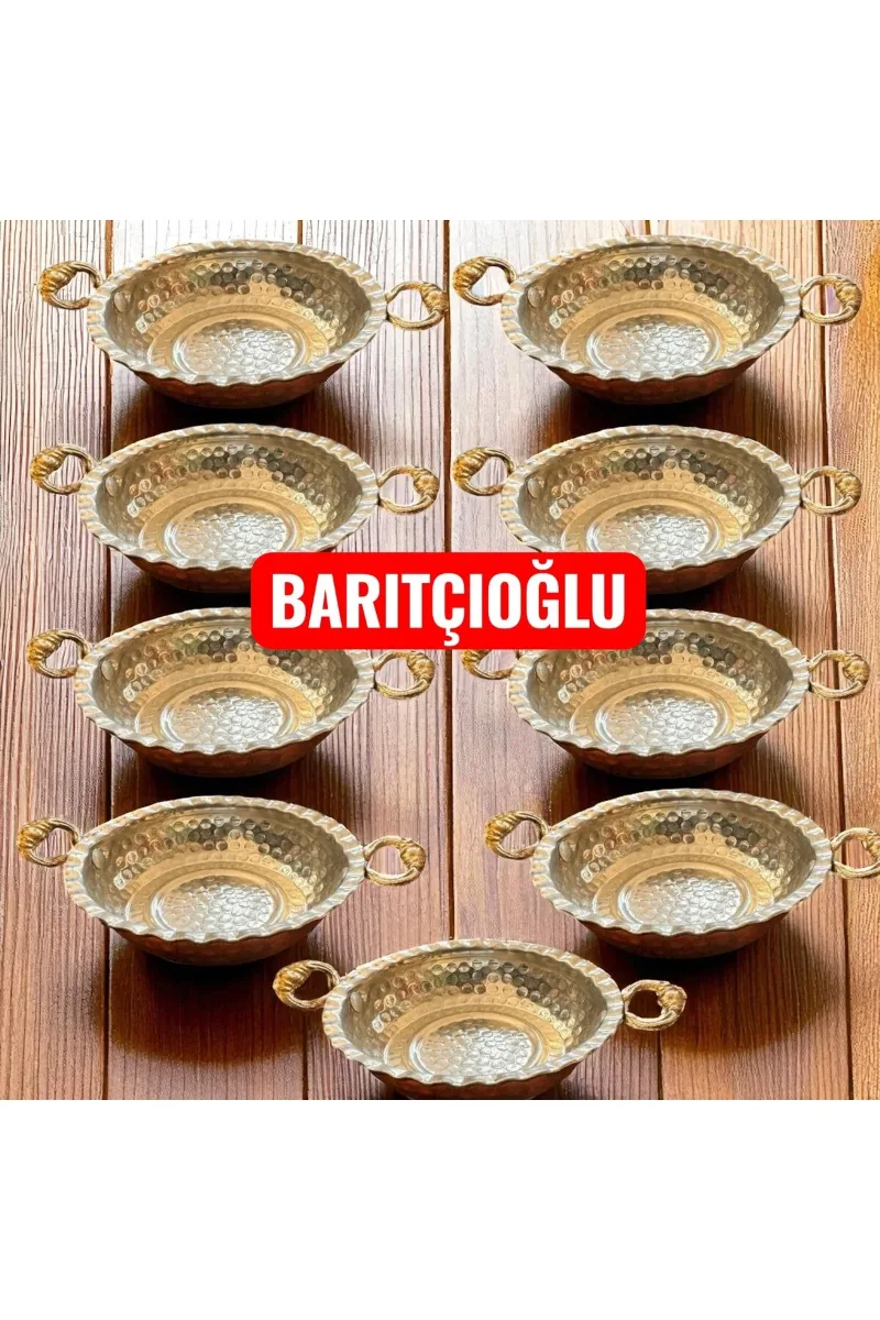 Mıni Sunum tabağı Bakır Tava 9’lu Set Kahvaltılık Sahan