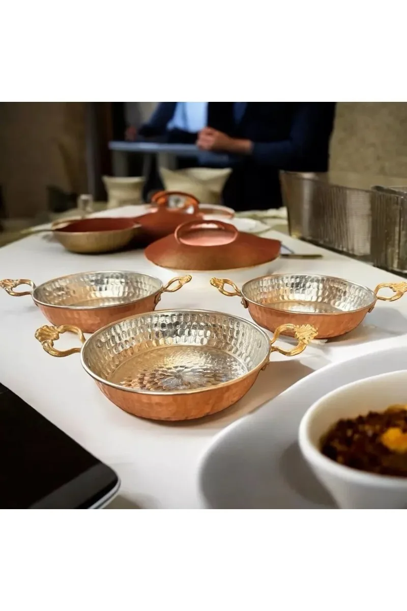 Bakır Sahan Kızartma Yumurta Kahvaltılık tava 3’lü Takım 16 cm