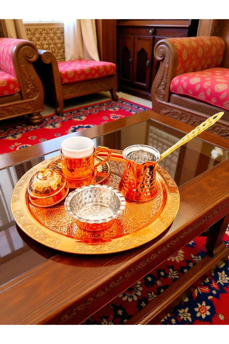 Bakır kahve takımı tek kişilik