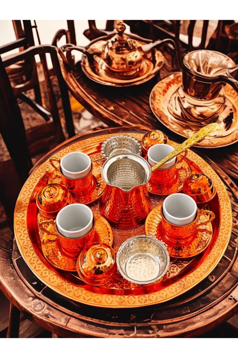 Bakır kahve takımı 4 kişilik
