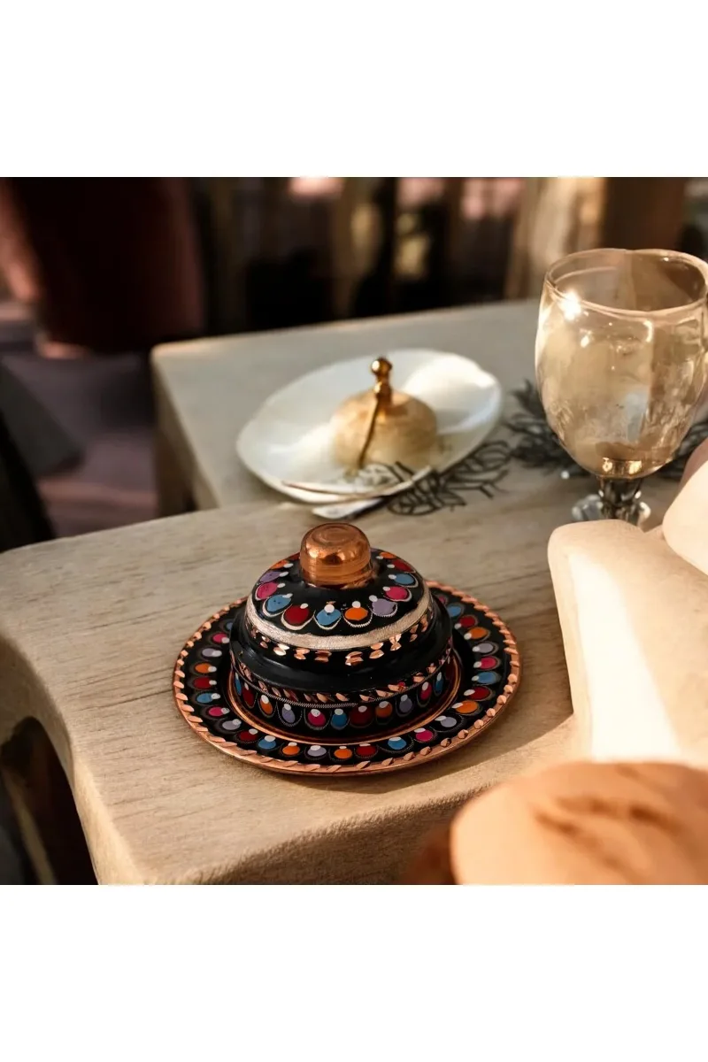 Bakır lokumluk kapaklı Erzincan işlemeli