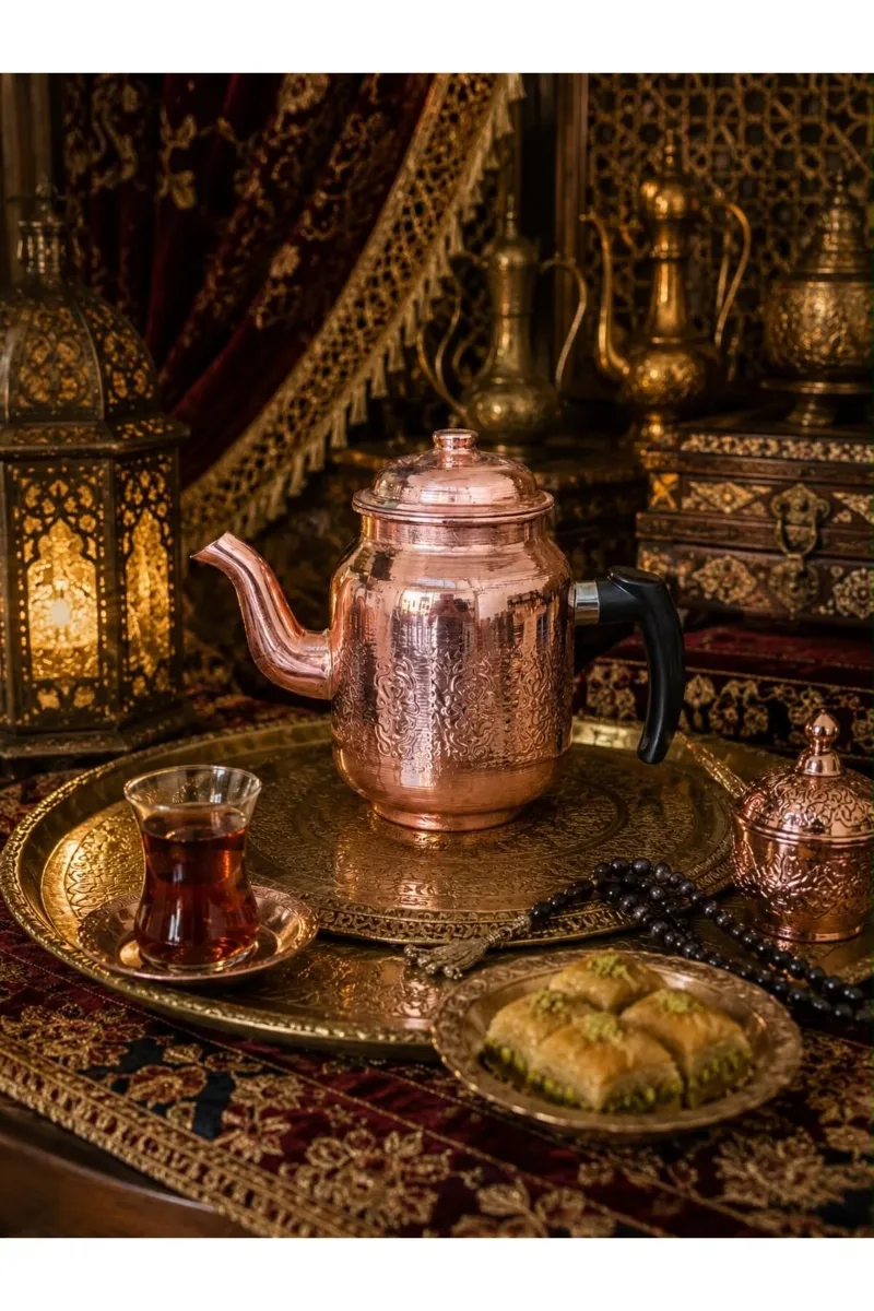 Bakır büyük boy demlik 2 litre