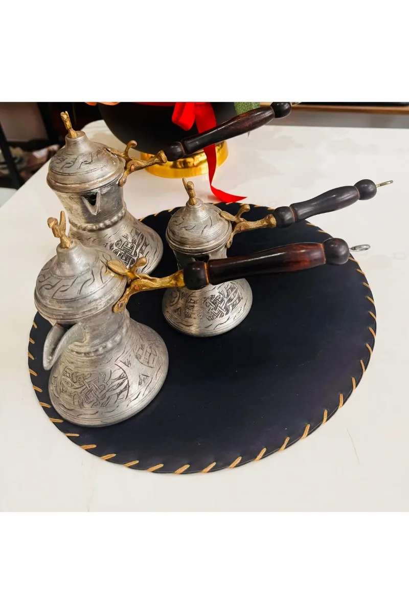 Bakır cezve mırra 3 lü takım