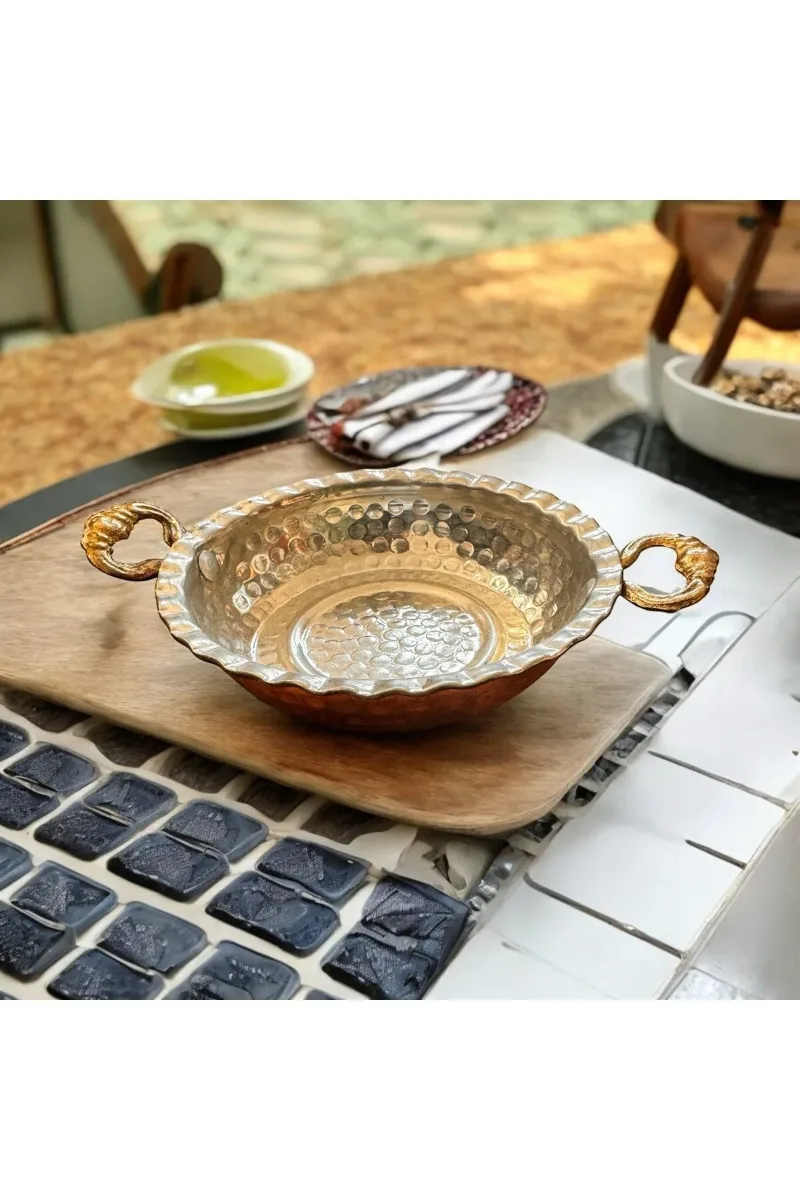 Bakır tava mini sahan Kahvaltı tabağı sunumluk