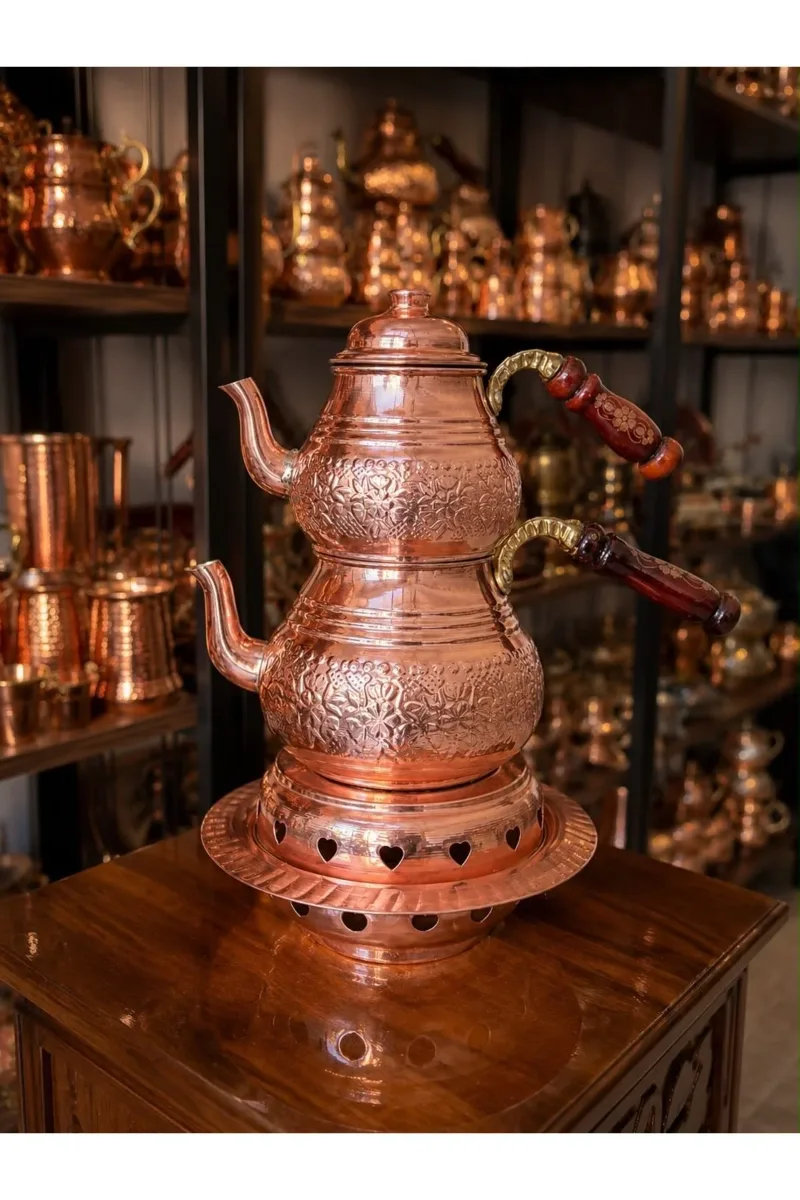 Ocaklı Bakır çaydanlık Büyük boy