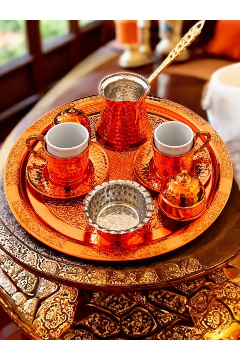 Bakır kahve takımı 2 kişilik