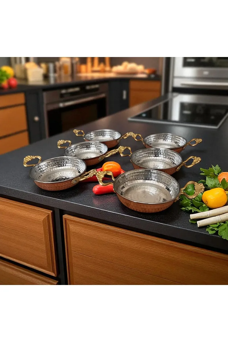 Bakır Sahan yumurta menemen tavası 6 adet x 14 cm