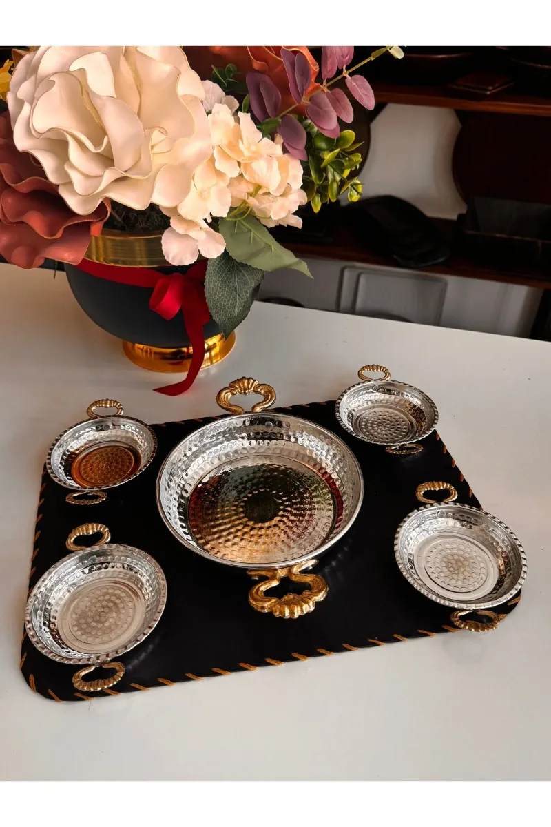 Bakır tava kahvaltılık mezelik sahanlar 5 li set